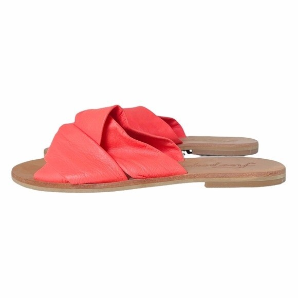 Free People Sandal Rio Vista Neon Coral Slide Leather Sandals Womens Size 36 | 6 - Picture 4 of 9